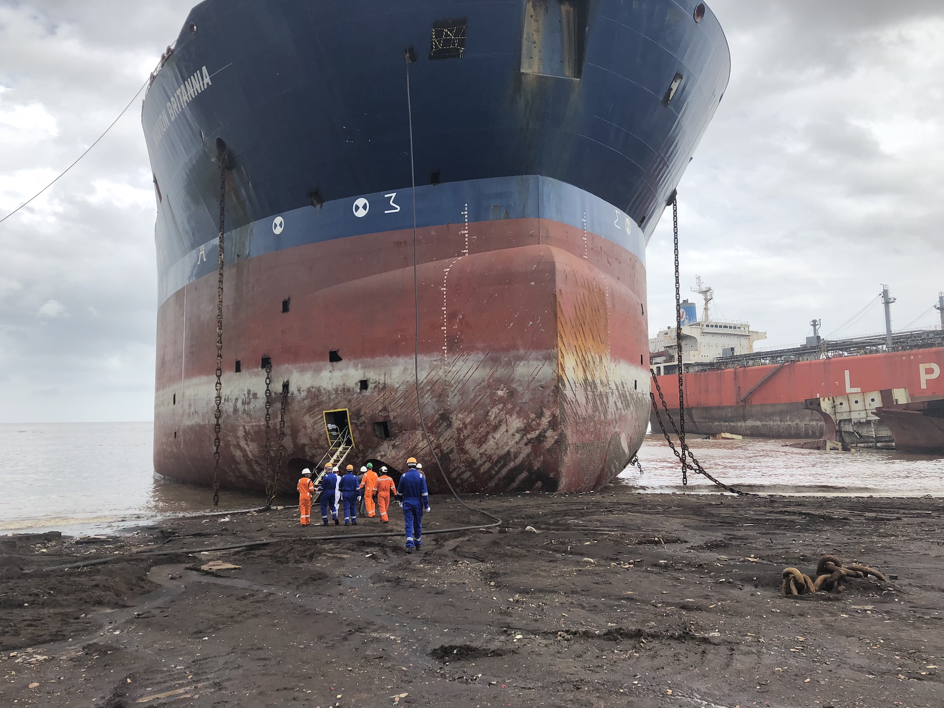 Teekay staff conducting safety training with yard workers and management
