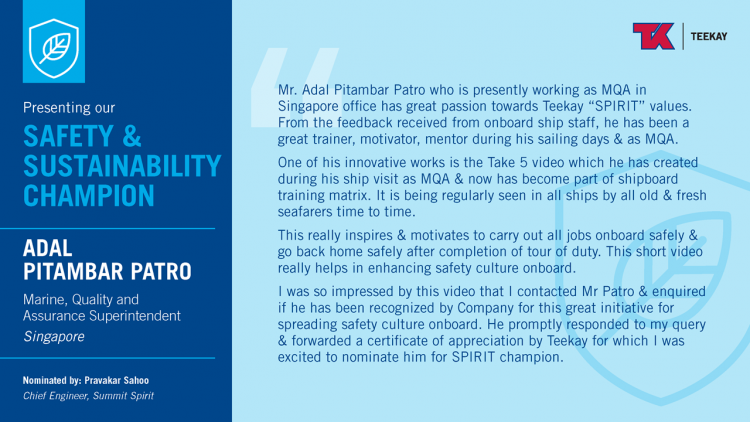 Safety & Sustainability Champion 1