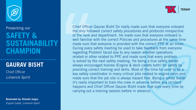 Safety & Sustainability Champion 3